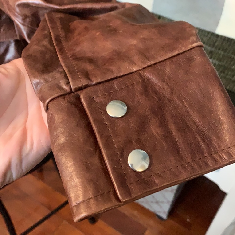 Mitici Anni 60 Fitted Brown Leather Jacket Small - Picture 7 of 15